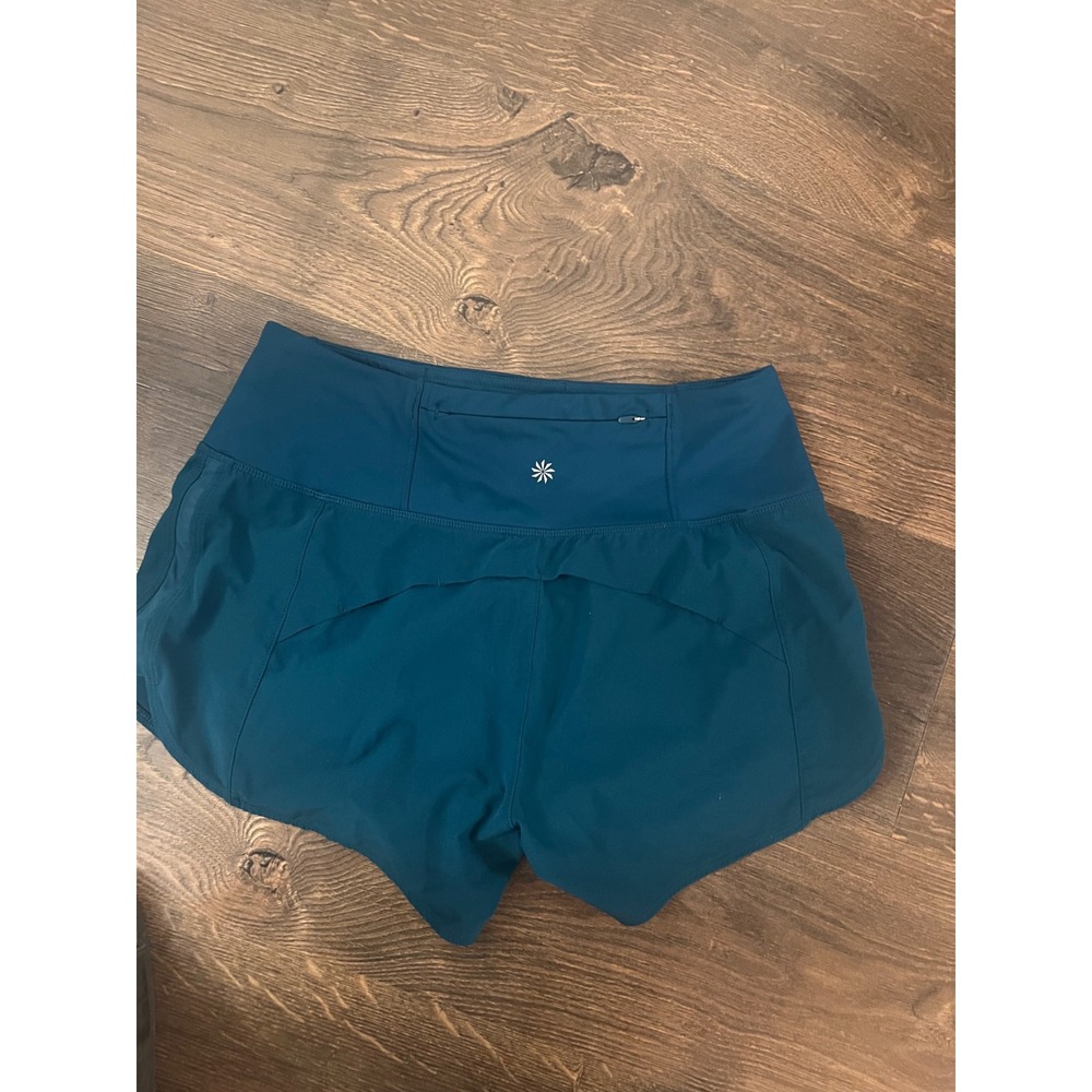 Athleta Mesh Racer Run Shorts Womens XS Teal Blue Athletic Lined Running Shorts - Picture 2 of 6